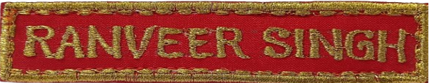Name Plate Red and Silver Embroidery