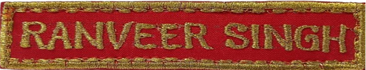 Name Plate Red and Silver Embroidery